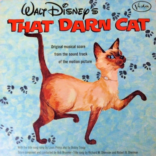 cartoon cat on the cover of the soundtrack to Disney's That Darn Cat
