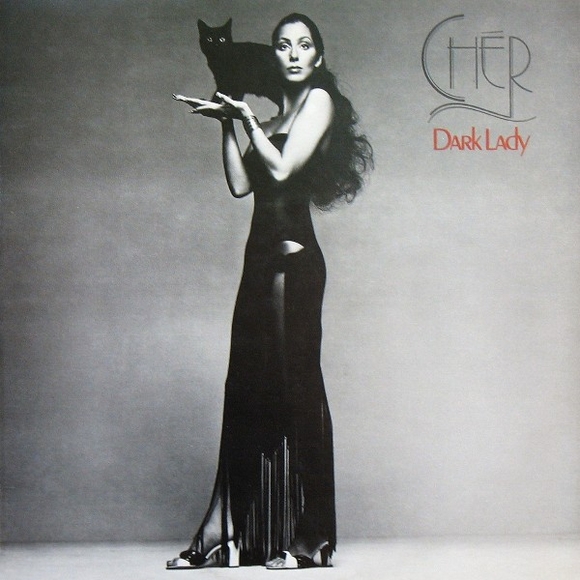 Cher "Dark Lady" album Cher holds a black cat aloft